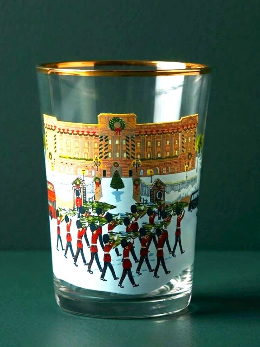 Anthropologie Holiday In The City Juice Glass LONDON Christmas 15 Oz. New